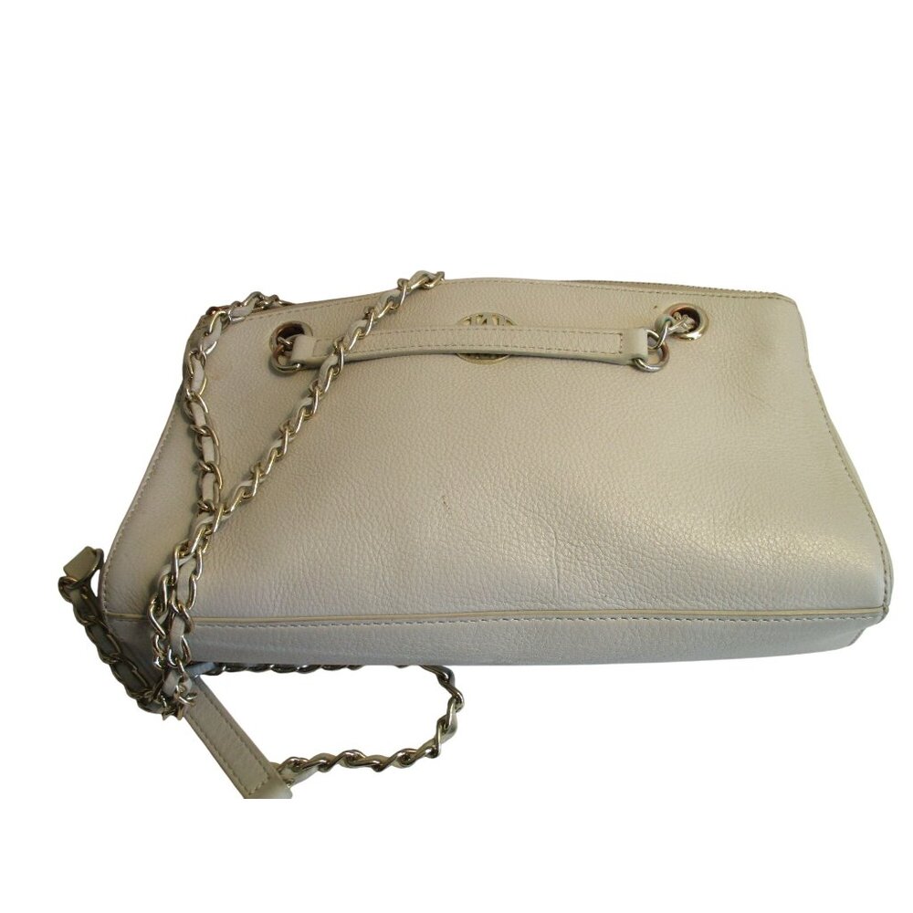 *DKNY Cream Ivory Leather 2-Way Clutch Crossbody Bag